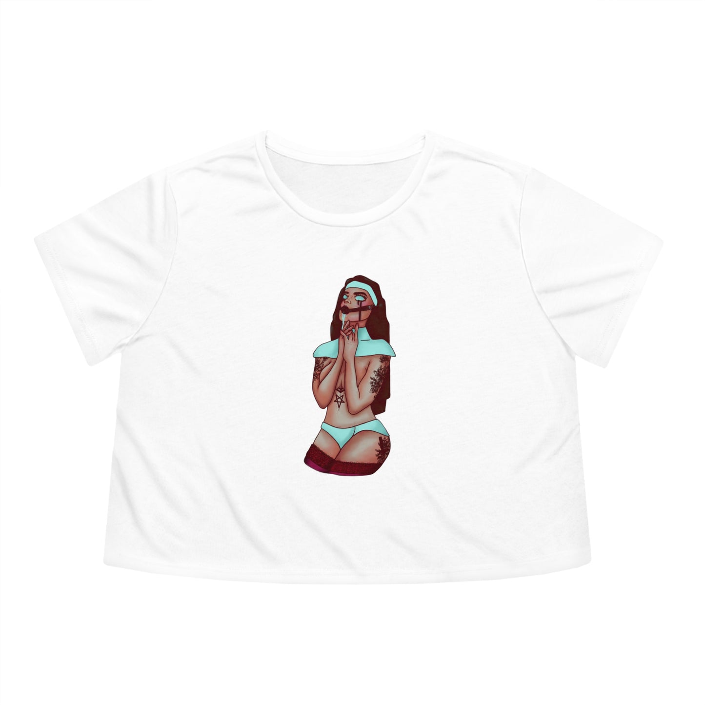 Gagged Nun - Women's Flowy Cropped Tee