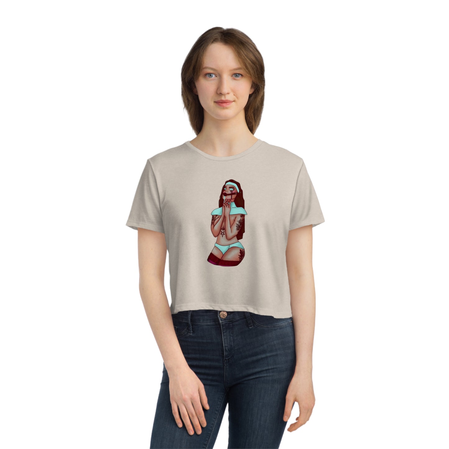 Gagged Nun - Women's Flowy Cropped Tee