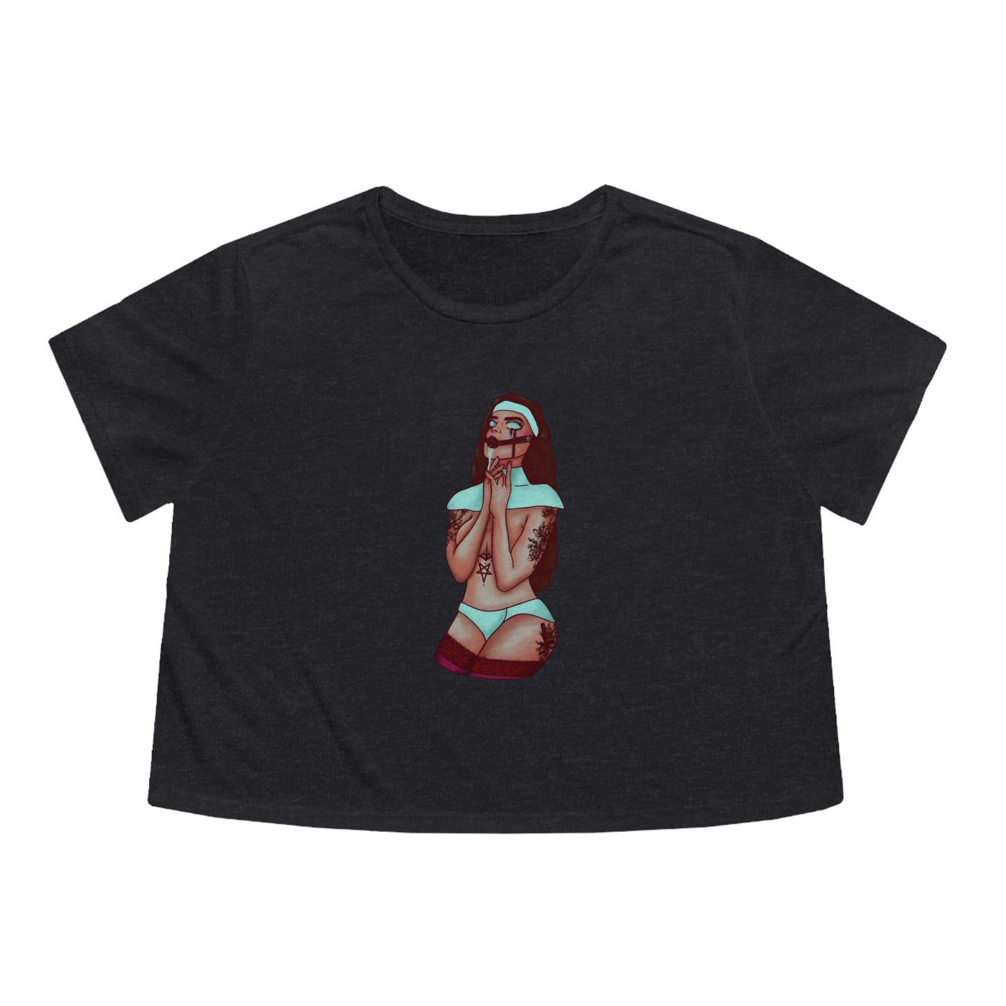 Gagged Nun - Women's Flowy Cropped Tee