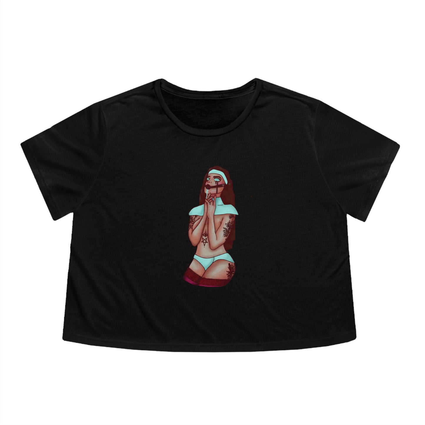 Gagged Nun - Women's Flowy Cropped Tee