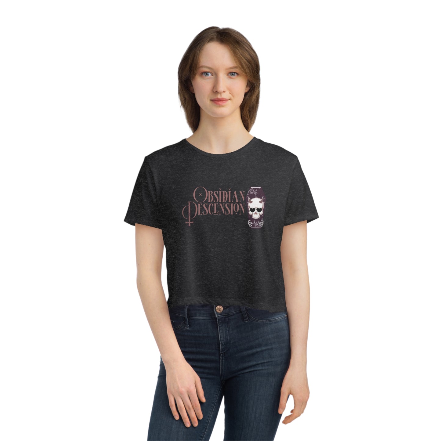 Descend Into Dark Romance - Women's Flowy Cropped Tee