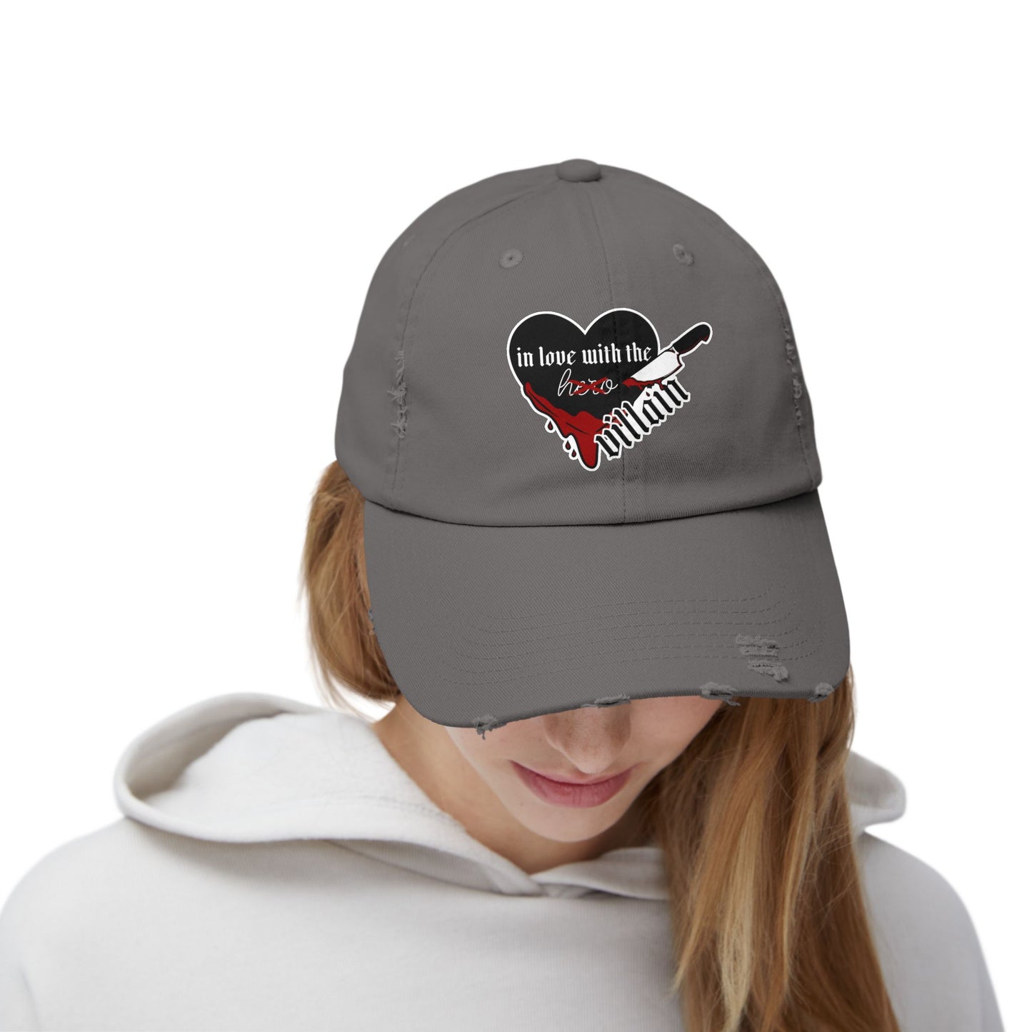 In Love with the Villain Unisex Distressed Cap