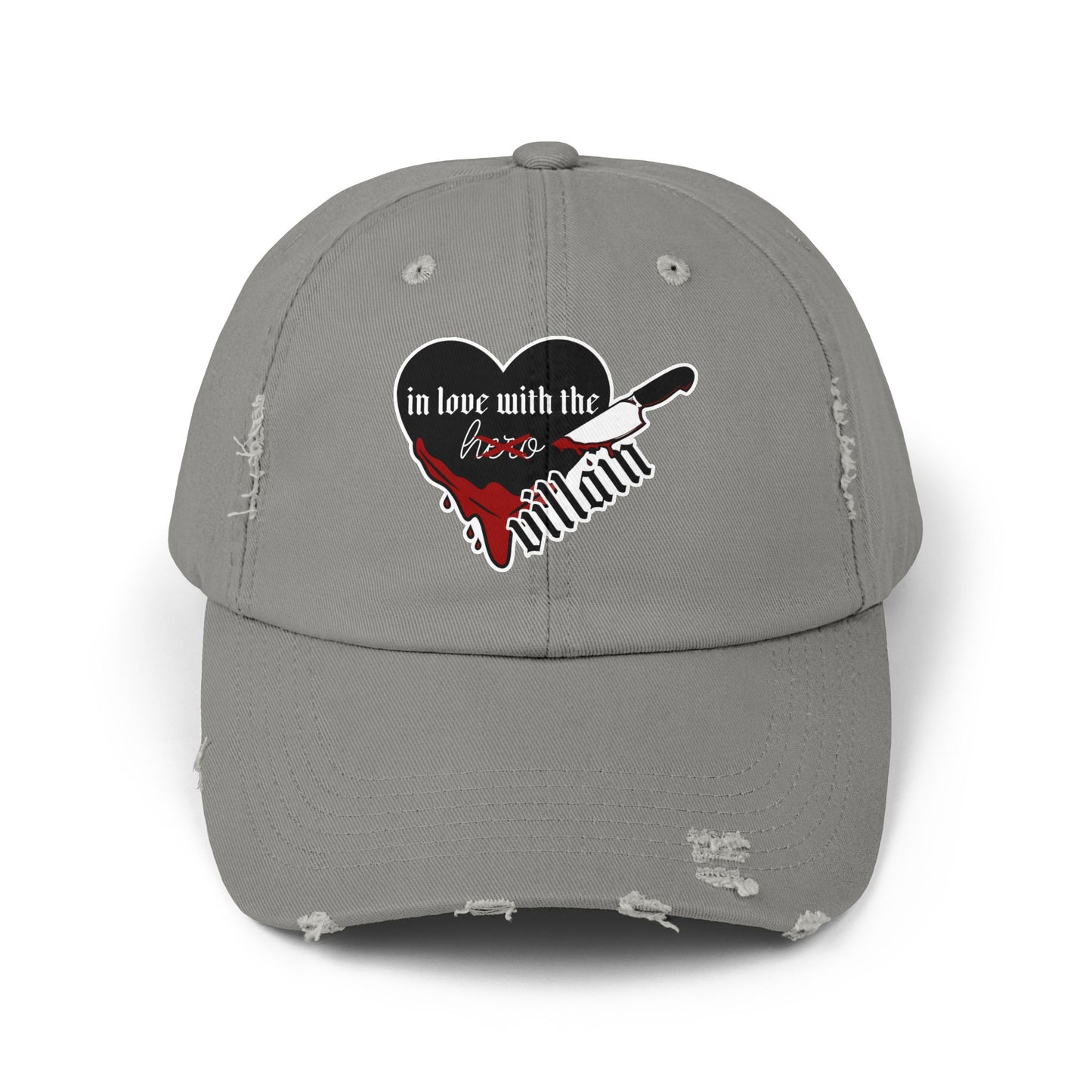 In Love with the Villain Unisex Distressed Cap