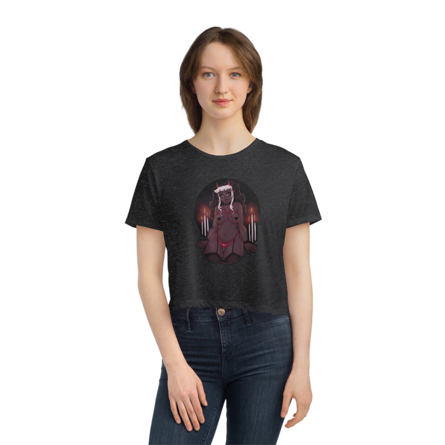 Obsidian Descendent - Women's Flowy Cropped Tee