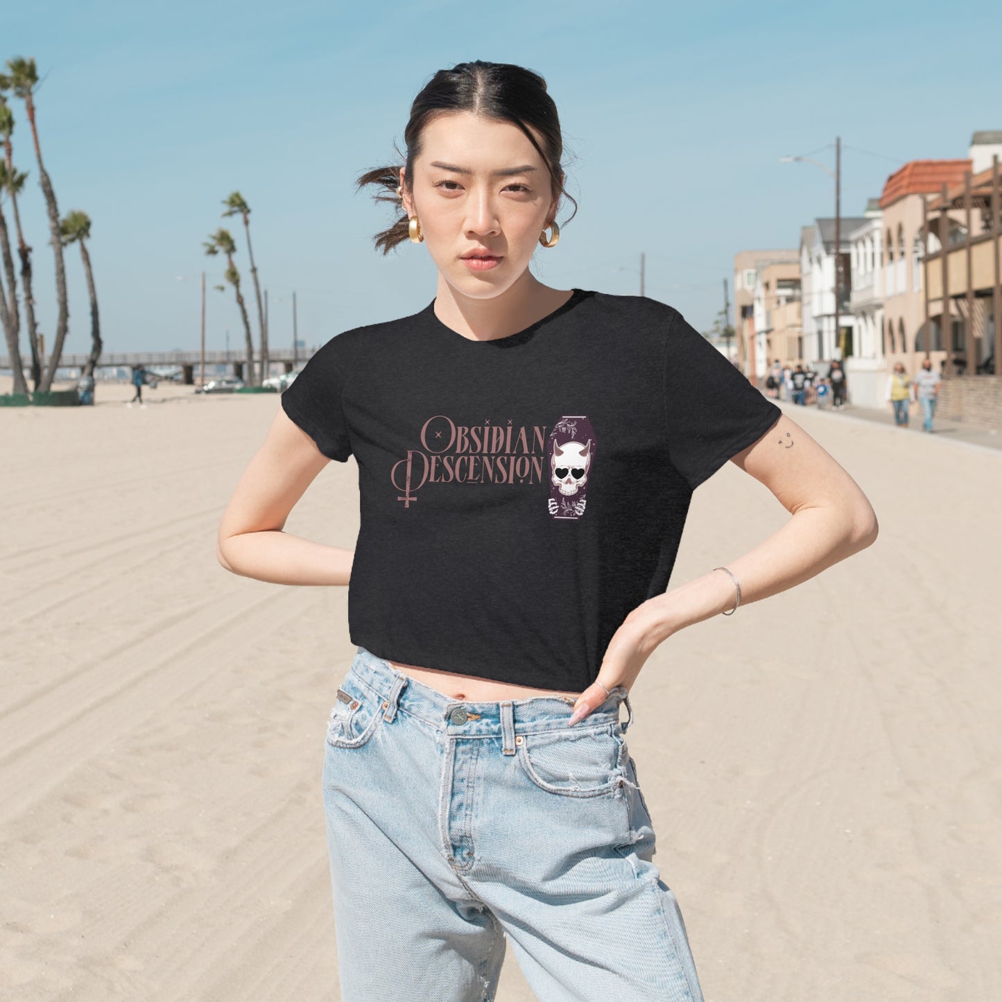 Satan is My Daddy - Women's Flowy Cropped Tee