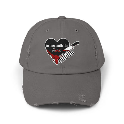 In Love with the Villain Unisex Distressed Cap