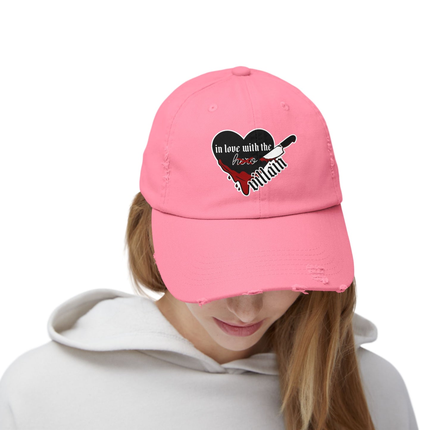 In Love with the Villain Unisex Distressed Cap