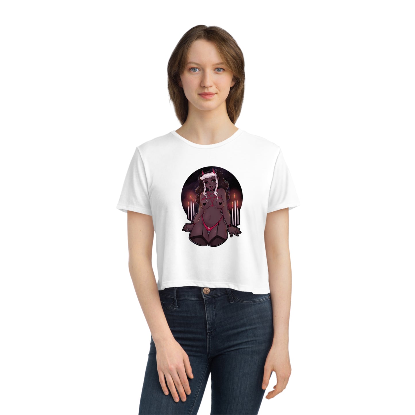 Obsidian Descendent - Women's Flowy Cropped Tee