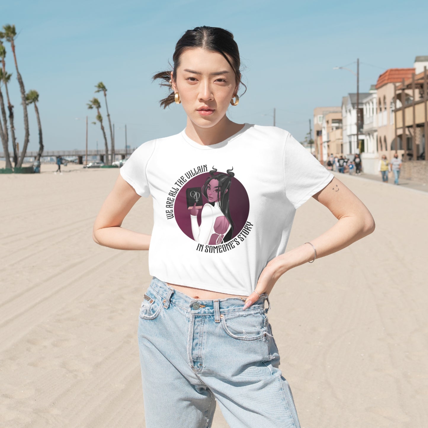 We Are All The Villain - Women's Flowy Cropped Tee