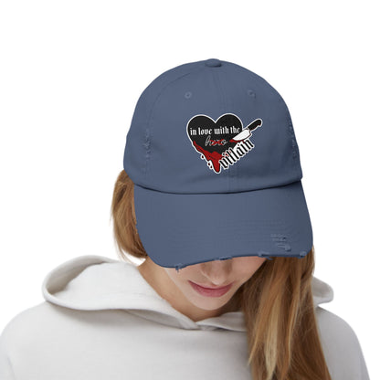 In Love with the Villain Unisex Distressed Cap