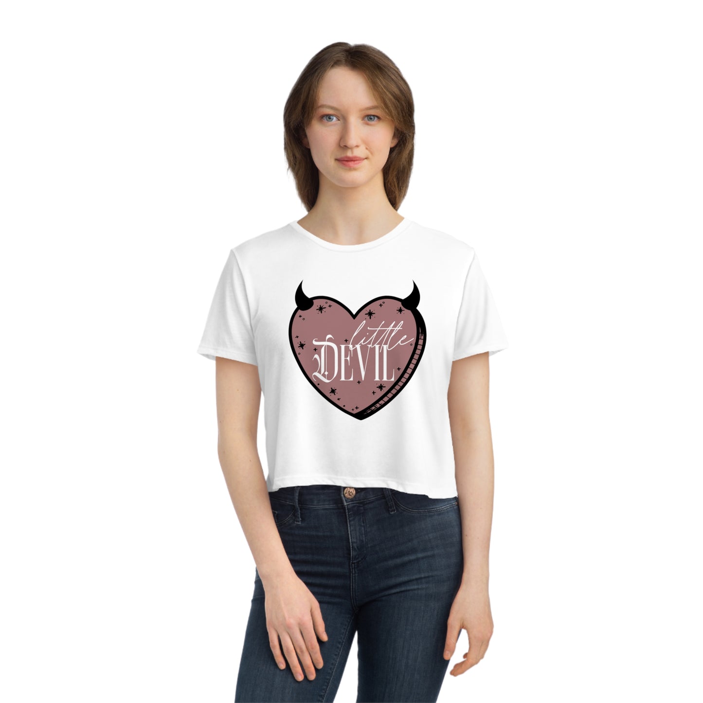 Little Devil - Women's Flowy Cropped Tee