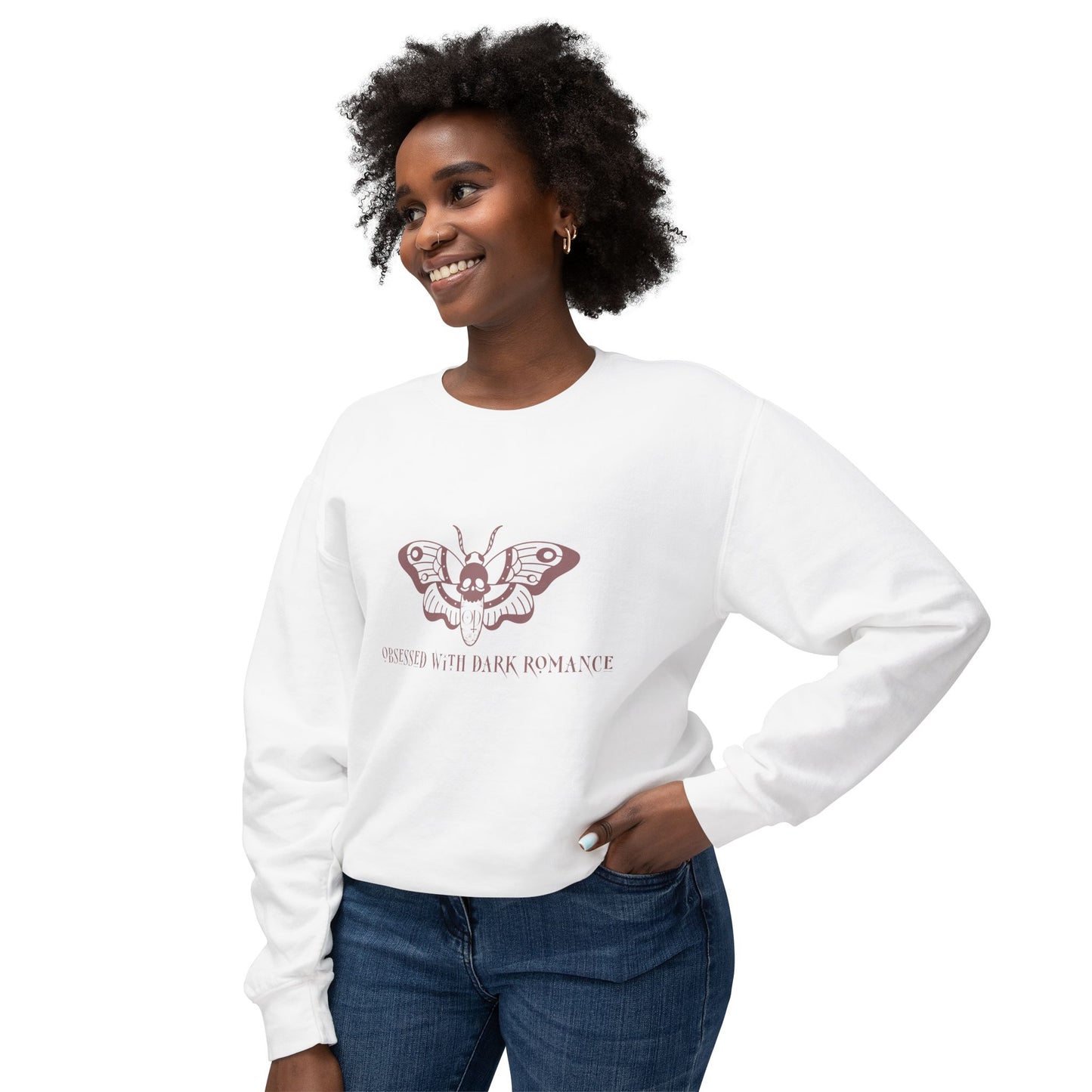 Obsessed With Dark Romance - Unisex Lightweight Crewneck Sweatshirt