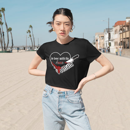 In Love with the Villain - Women's Flowy Cropped Tee