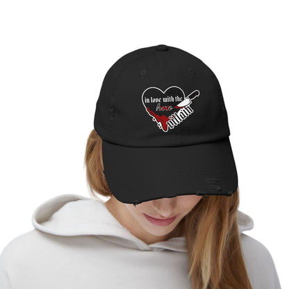 In Love with the Villain Unisex Distressed Cap