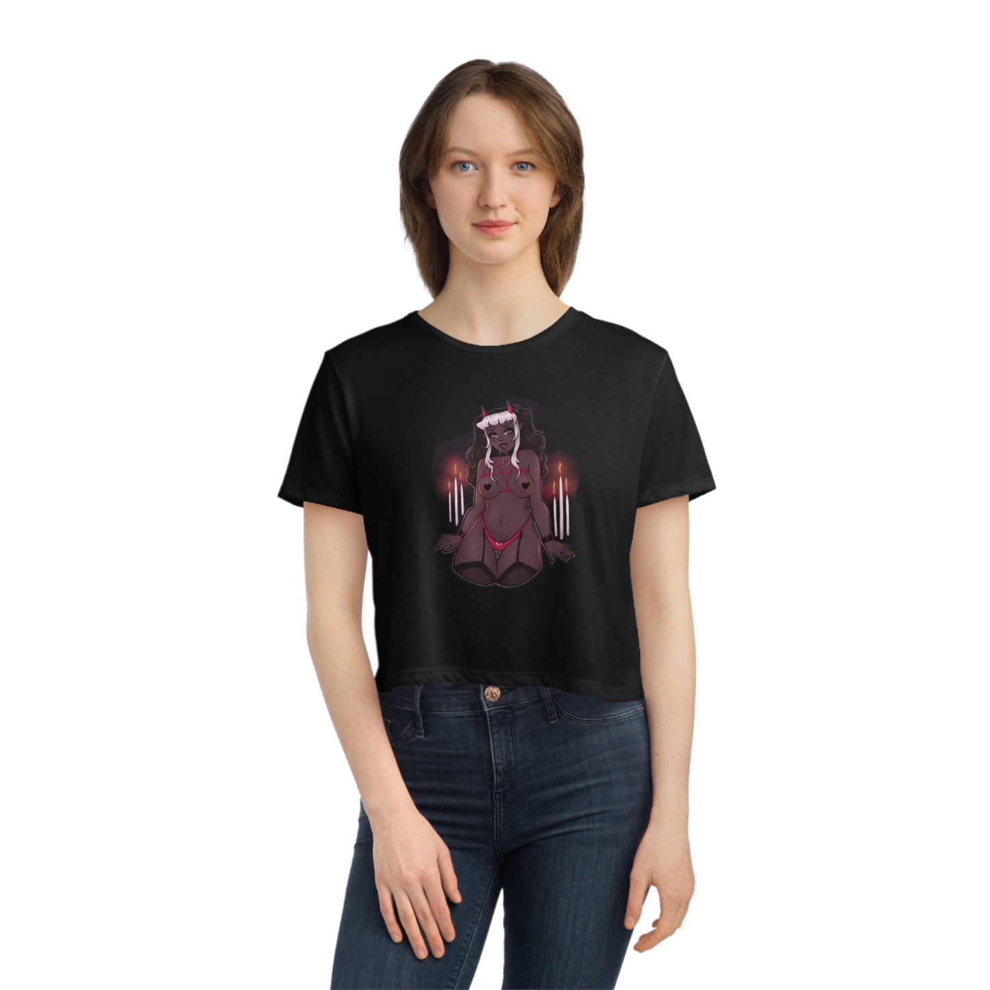 Obsidian Descendent - Women's Flowy Cropped Tee