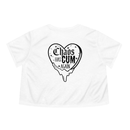 Chaos Has Cum Again - Women's Flowy Cropped Tee