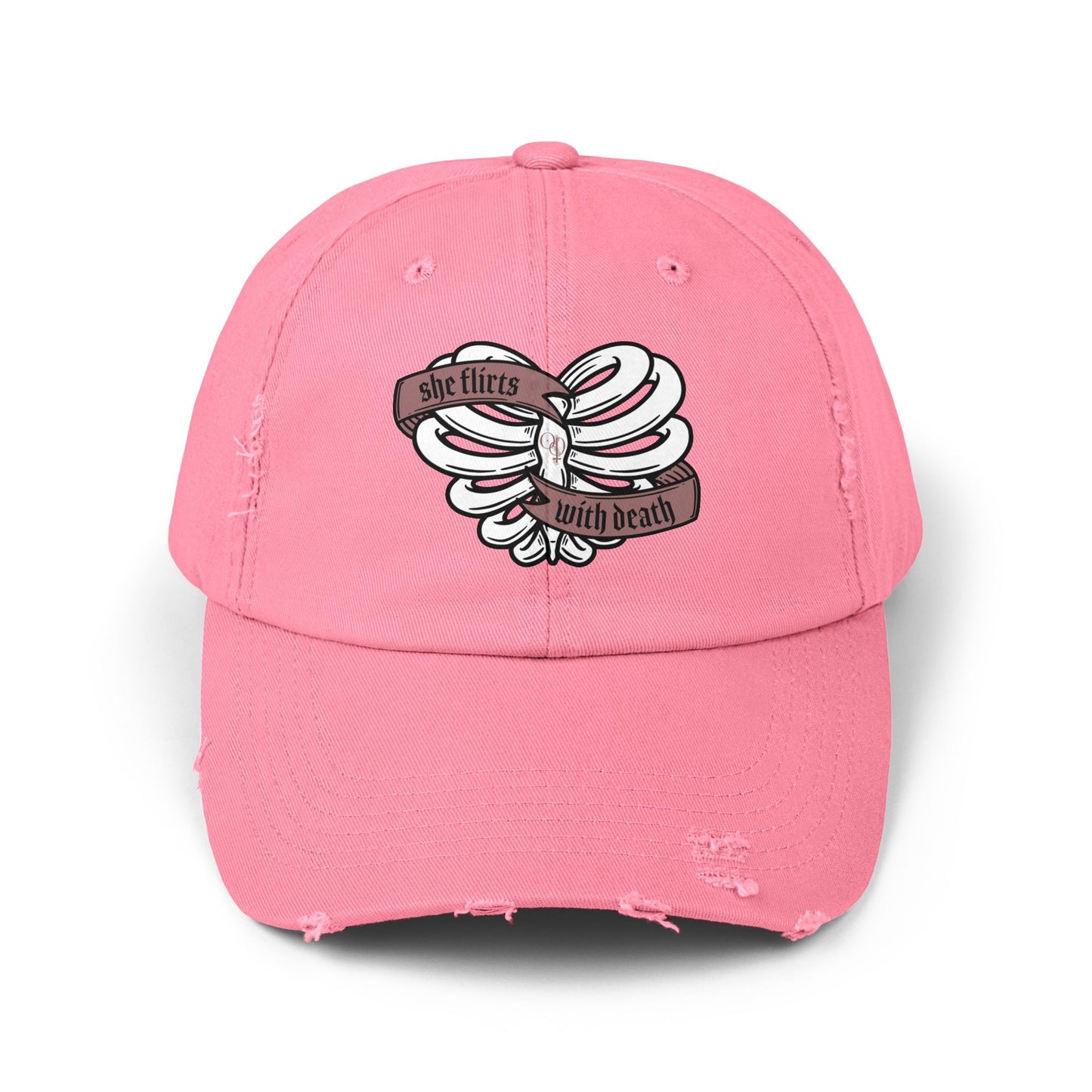 She Flirts with Death Unisex Distressed Cap