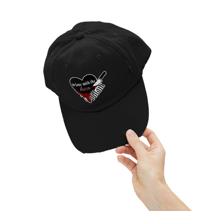 In Love with the Villain Unisex Distressed Cap