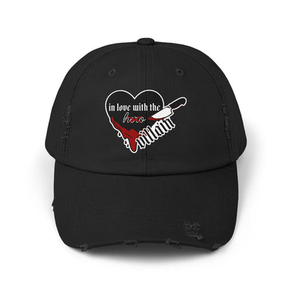 In Love with the Villain Unisex Distressed Cap