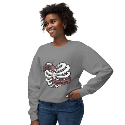 She Flirts With Death - Unisex Lightweight Crewneck Sweatshirt