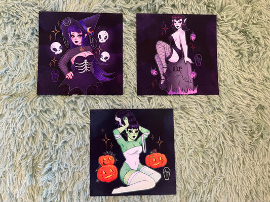 3 Spooky Girls Art Prints